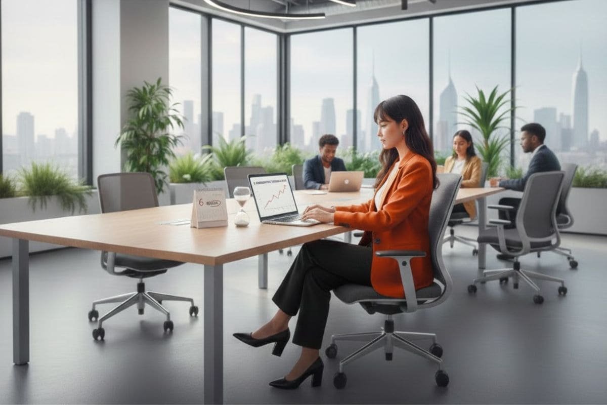 Cuánto tarda una página web en traer clientes: profesional trabajando en su ordenador analizando el crecimiento de visitas y resultados de una web.